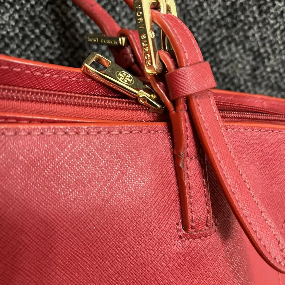 TORY BURCH Red Saffiano Leather York Tote Large Adjustable Shoulder Bag Carryall